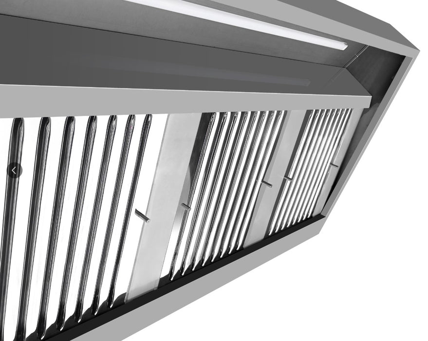 Stainless steel wall-mounted slanted extractor hood with LED lighting view 4
