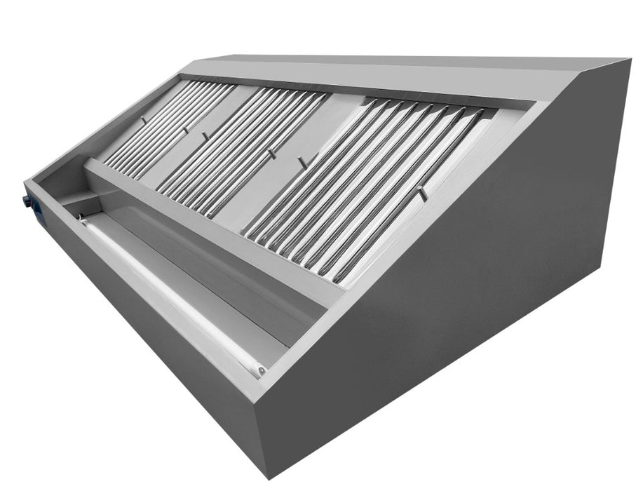 Stainless steel wall-mounted slanted extractor hood with LED lighting view 3