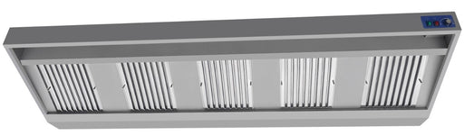 Stainless steel wall-mounted extractor hood with LED lighting and five filters view 2