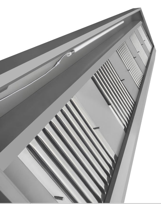 Stainless steel wall-mounted extractor hood with LED lighting and five filters view 4