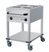 Stainless steel mobile bain-marie trolley with two gastronorm pan wells and castors