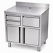 Stainless steel worktable with storage shelf and open frame design, 1000mm wide