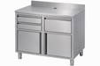 Stainless steel coffee worktable with storage space, 1250mm wide x 600mm deep