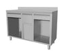Stainless steel worktable with closed storage, 1500mm wide, coffee station prep counter