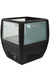 Black countertop refrigerated display island with straight glass front and LED lighting view 3