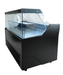 Black front and anthracite sides countertop cold display unit with straight glass front and LED interior lighting view 4