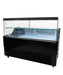 Black front and anthracite sides countertop cold display unit with straight glass front and LED interior lighting view 3