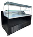 Black front and anthracite sides countertop cold display unit with straight glass front and LED interior lighting