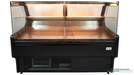 Black freestanding cold display cabinet with straight glass door and LED interior lighting view 4