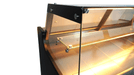 Black freestanding glass door display fridge with LED interior lighting and digital temperature control view 6