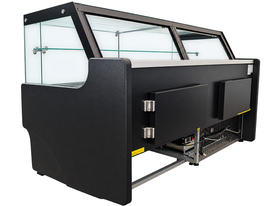 Combisteel black refrigerated display case, 2.5 metres wide, with LED lighting view 2