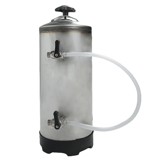 Stainless steel water softener tank, 185mm width and depth, 500mm height