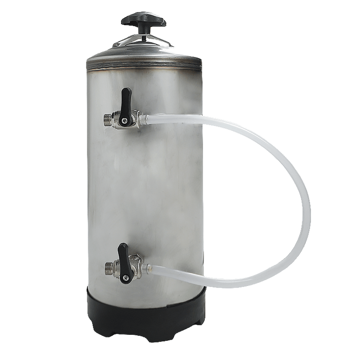 Stainless steel water softener tank, 185mm width and depth, 500mm height