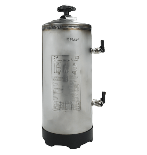 Stainless steel water softener tank, 185mm width and depth, 500mm height view 2