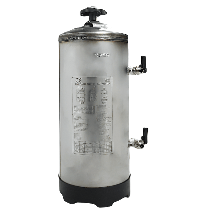 Stainless steel water softener tank, 185mm width and depth, 500mm height view 2