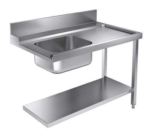 Stainless steel entry table bottom shelf, 1200mm wide, for commercial dishwash stations