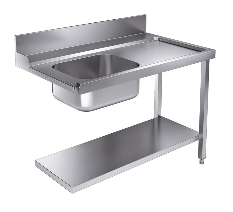 Stainless steel entry table bottom shelf, 1200mm wide, for commercial dishwash stations