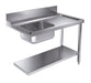 Stainless steel entry table bottom shelf, 1200mm wide, for commercial dishwash stations