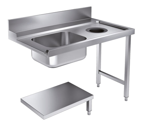 Combisteel stainless steel entry table bottom shelf with integral waste hole, 1200mm wide