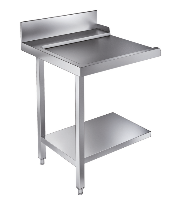 Stainless steel bottom shelf for commercial dishwasher exit table, 700mm wide