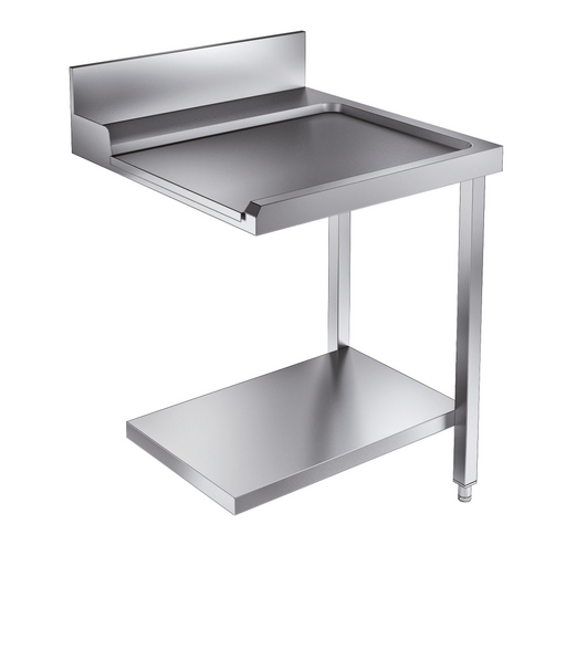 Stainless steel bottom shelf for exit table, 700mm width, positioned right side.