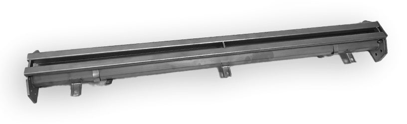 Stainless steel slotted channel profile, 1000mm wide, AISI 304 construction.