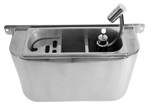 Stainless steel ice cream scoop rinse sink with shower head and drain hole