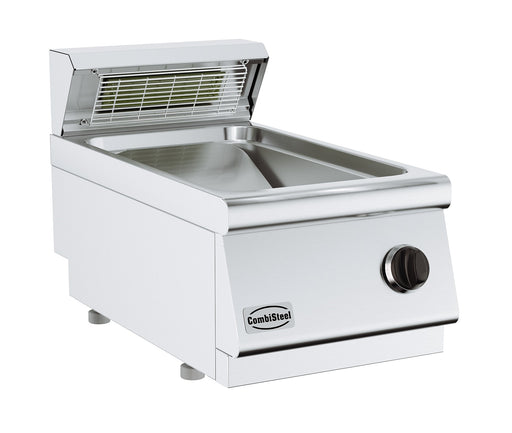 Stainless steel tabletop chip scuttle with knob control