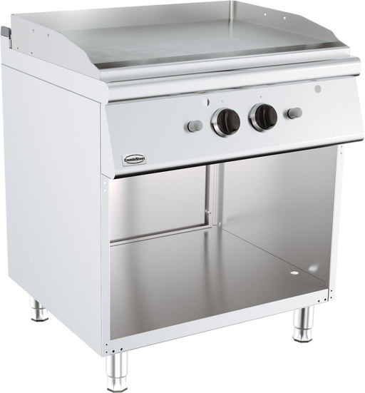 Combisteel BASE 700 stainless steel gas griddle with smooth cooking surface, freestanding unit.