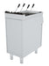 Stainless steel gas pasta cooker with three baskets, compact freestanding model view 4