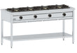 Freestanding 4 burner gas pancake prep table with stainless steel top