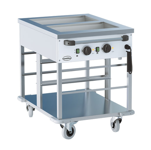 Stainless steel electric bain-marie trolley with two 1/1 GN pan capacity