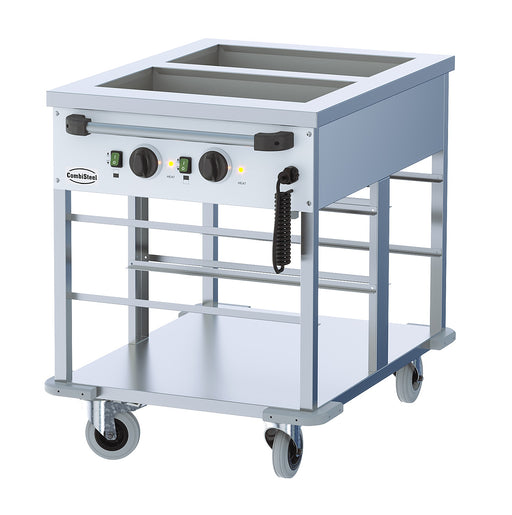 Stainless steel electric bain-marie trolley with two 1/1 GN pan capacity view 2