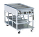Stainless steel mobile bain-marie trolley with three gastronorm wells and control knob