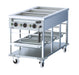 Stainless steel mobile bain-marie trolley with three gastronorm wells and control knob view 2