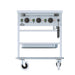 Stainless steel mobile bain-marie trolley with three gastronorm wells and control knob view 3
