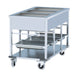 Stainless steel mobile bain-marie trolley with three gastronorm wells and control knob view 5