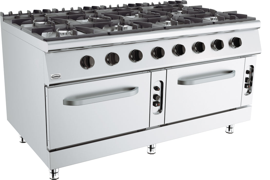 Combisteel BASE 900 freestanding gas cooking range with 8 burners and integrated oven
