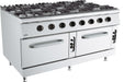 Combisteel BASE 900 freestanding gas cooking range with 8 burners and integrated oven