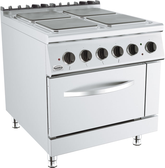 Combisteel BASE 900 freestanding electric range with solid 4 plate top and oven compartment