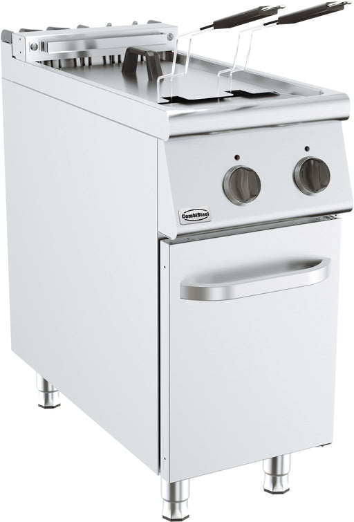 Combisteel BASE 900 stainless steel electric fryer with drain valve and two frying baskets