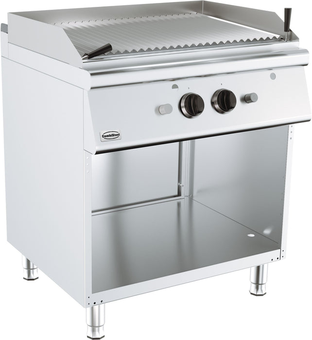 Combisteel BASE 900 stainless steel freestanding lava stone grill with ribbed cooking surface