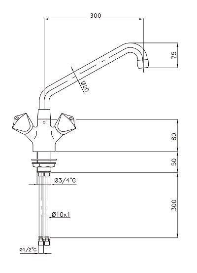 Combisteel single-hole mixing faucet with chrome finish view 2