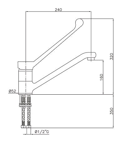 Combisteel mixing faucet with elbow command handle and 1/2 inch inlet connection view 3