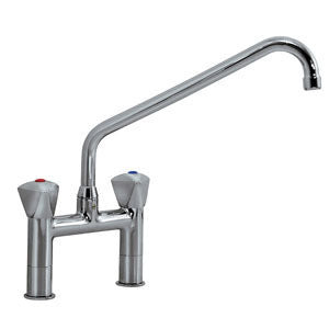 Combisteel two-hole mixing faucet with dual inlet connections