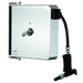 Wall-mounted retractable hose reel with coiled hose and spray gun attachment