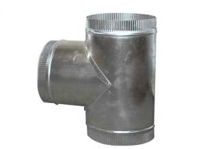 Round metal 90-degree t-piece air duct connector, 300mm diameter