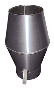 Round metal deflector hood, 350mm diameter, stainless finish