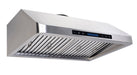Stainless steel slanted extractor hood, 900mm wide, with LED lights and filter grilles view 2