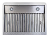 Stainless steel slanted extractor hood, 900mm wide, with LED lights and filter grilles view 3